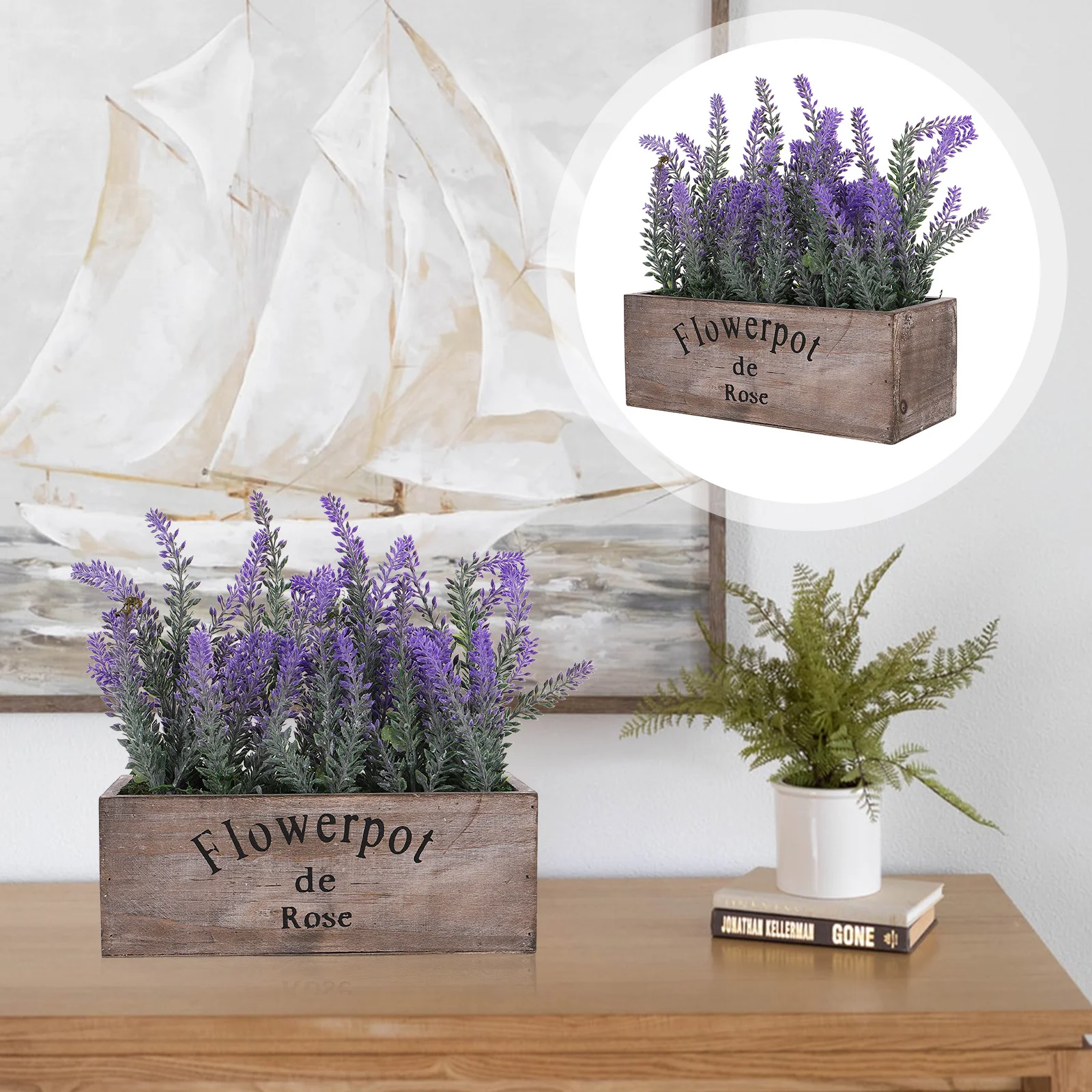 

1Pcs Simulated Lavender Bonsai Decorative Fake Flower Decoration for Desk Bookshelf Living Room Artificial Potted Plant
