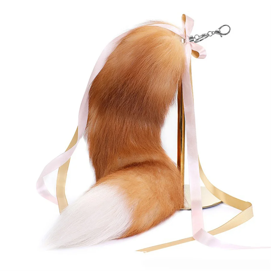 Large Fox Fur Tail Keychain Pompoms Tassel Bag Pendant Women Key Ring Fluffy Real Fur Key Chain Charming Girl's Key Holder Gifts