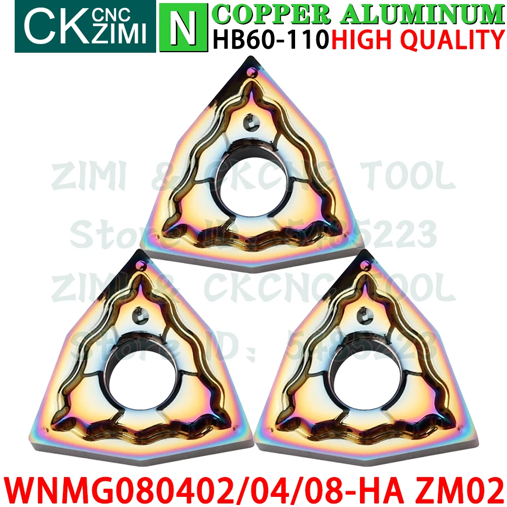 WNMG080402-HA WNMG080404-HA WNMG080408-HA ZM02 Carbide Aluminum Inserts Turning Inserts Tools WNMG CNC Metal Lathe Cutting Tools