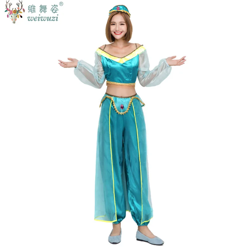 

Halloween Cosplay Princess Jasmine Costume Adult Female European American Ladies Aladdin Magic Lamp Costume Carnival Fancy Cos