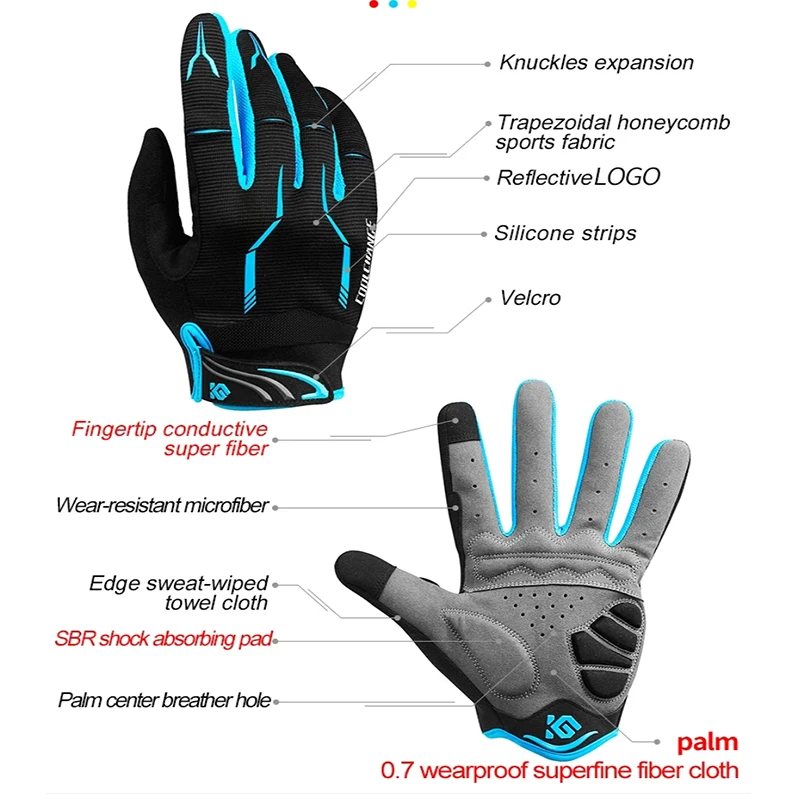 CoolChange Cycling Gloves Touch Screen GEL Pad Outdoor Sport Luva Ciclismo Bike Glove Man MTB Full Finger Bicycle Phone Gloves