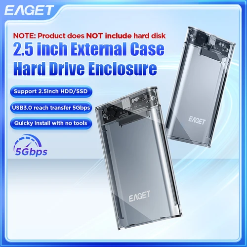Eaget HDD 케이스 SATA to USB 3.0 하드 드라이브 인클로저, SSD 디스크 HDD 박스용, USB C 3.1 Gen 2 케이스, HD 외장 HDD 인클로저, 2.5 인치  Best5
