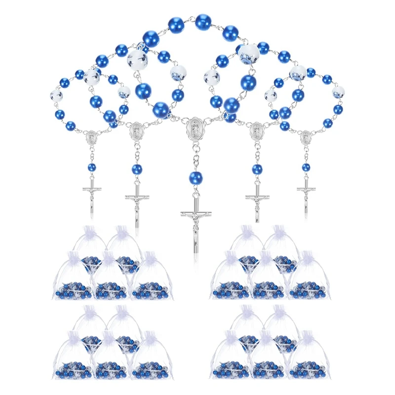 

25 шт., Голубые мини-розари для крещения