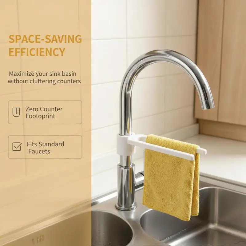 Faucet Towel Rack Sink Cloth Hanger No Drill Universal Faucet Mount Holder For Kitchen Counter Storage Drying Organizer