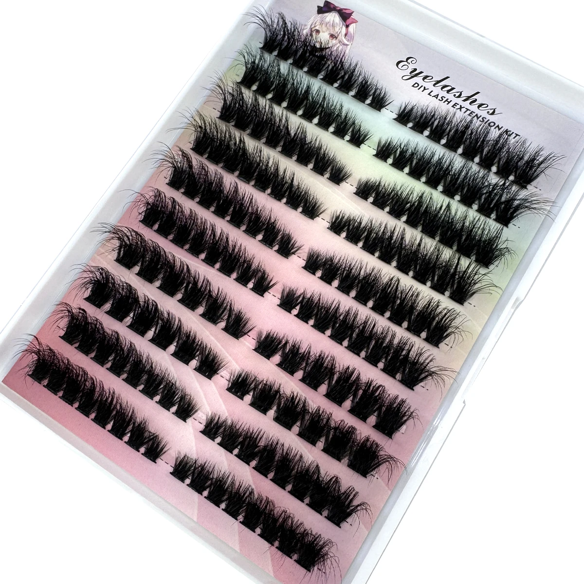 왼쪽 오른쪽 눈 속눈썹 익스텐션 고양이 및 여우 눈 효과, 단일 클러스터 속눈썹, 3D 위스피 내추럴 룩, DIY 세그먼트 속눈썹 연장