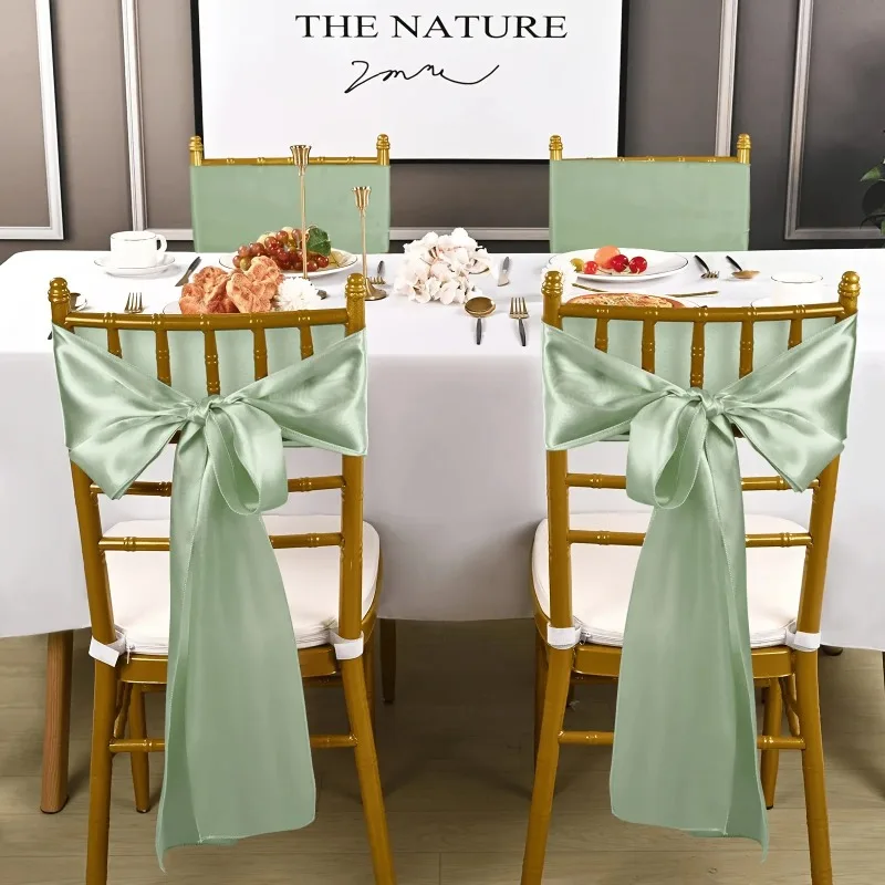 25pcs Wedding Banquet Ribbon Banquet Chair Back Ribbon Decoration Chair Back Flower Chairs Cover Bow Covers Dining Room