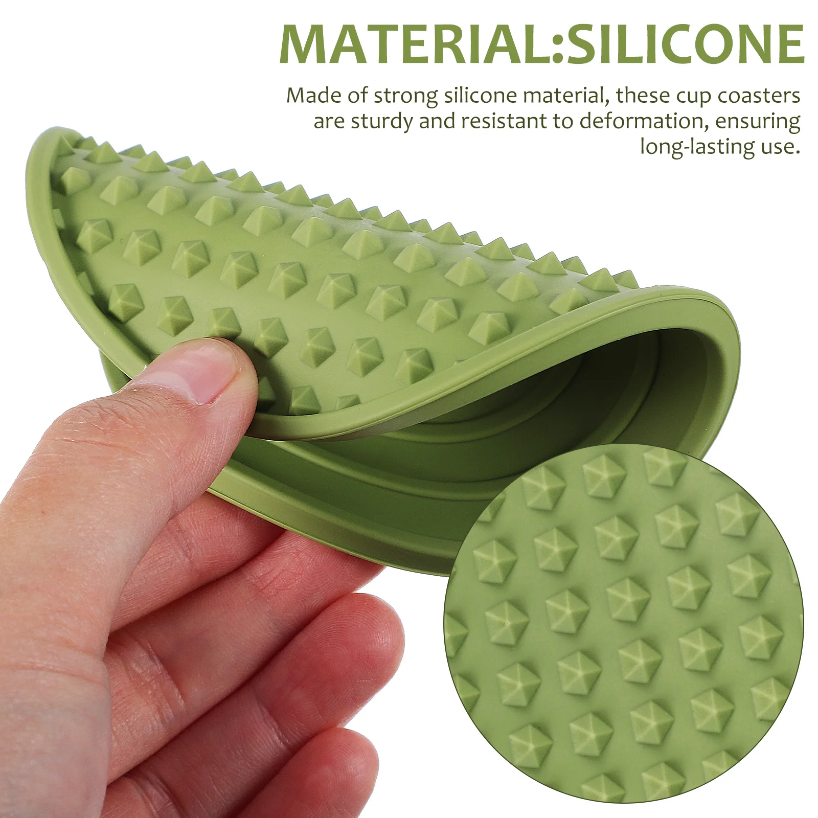 

4 Pcs Cup Coasters Non Slip Silicone Drink Holders Round Inserts Bean Green Car Coasters For Cup Holders Set Car Accessories