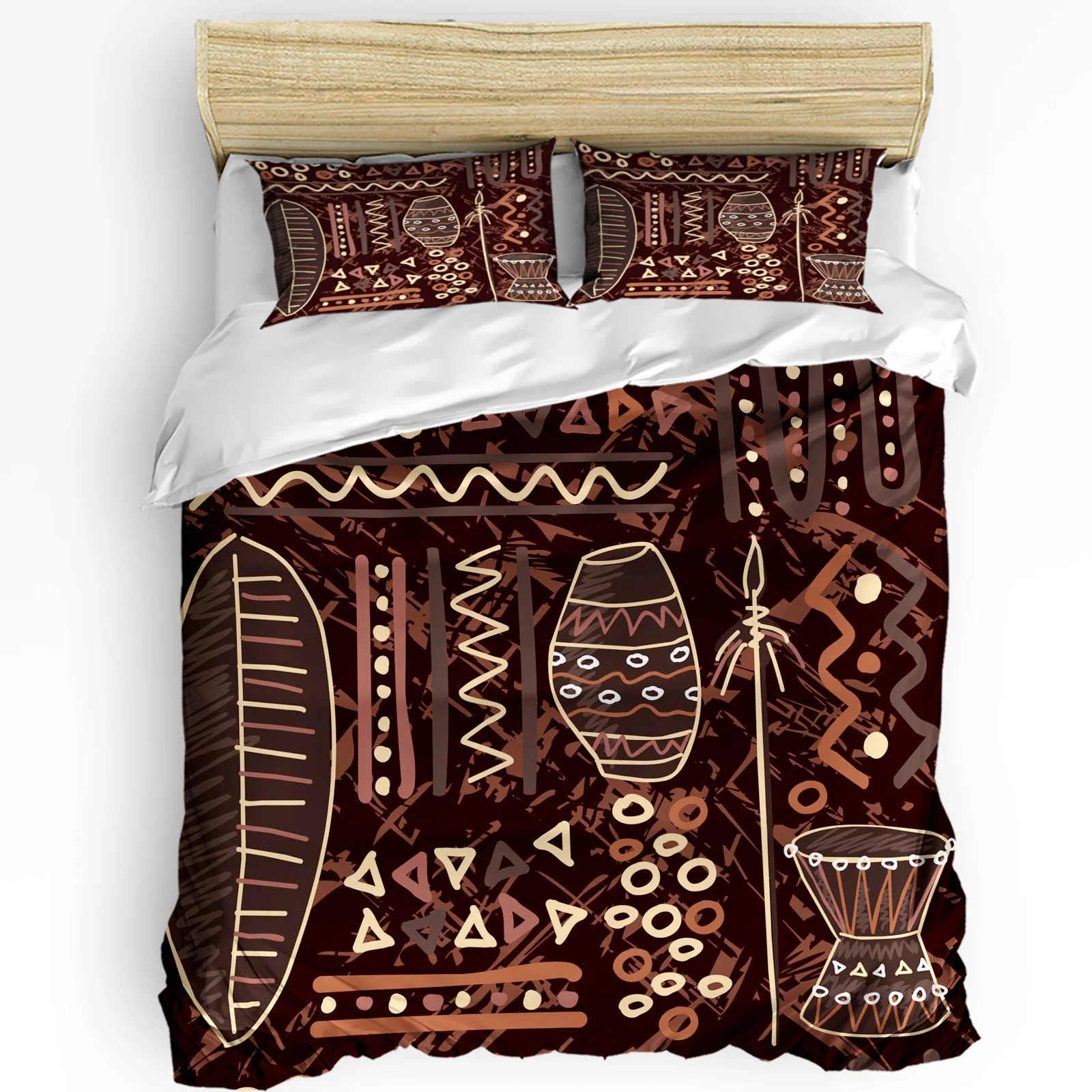 

Africa Tribal Geometric Art 3pcs Duvet Cover Set with Pillow Case Double Comforter Bedding Set Quilt Cover Couple Bed