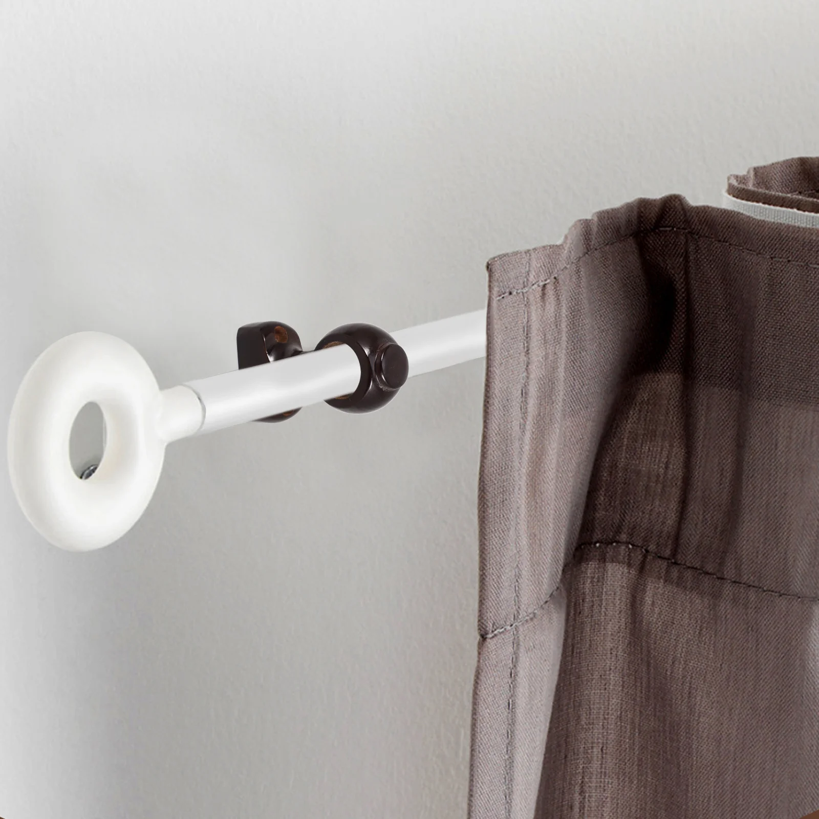 

2Pcs Wood Curtain Rod Brackets Heavy Duty Wall Mounted for Bathroom Bedroom Closet Rod Holder Curtain Pole Accessories