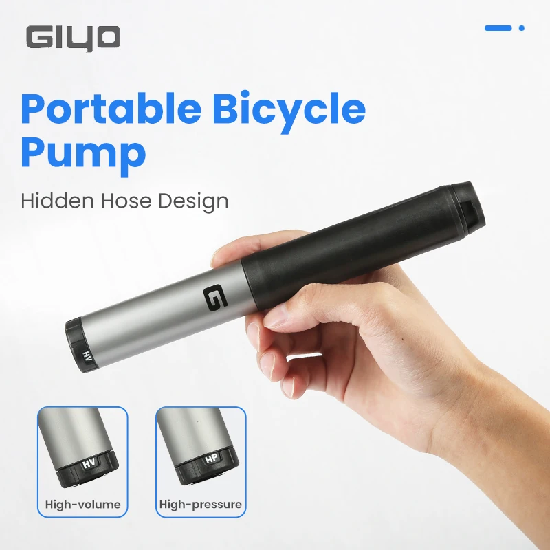 GIYO Porteble Bicycle Air Pump 120psi Schrader Presta Valve MTB Road Bike Tire Air Inflator Outdoor Cycling Hand Pump Bike Pump