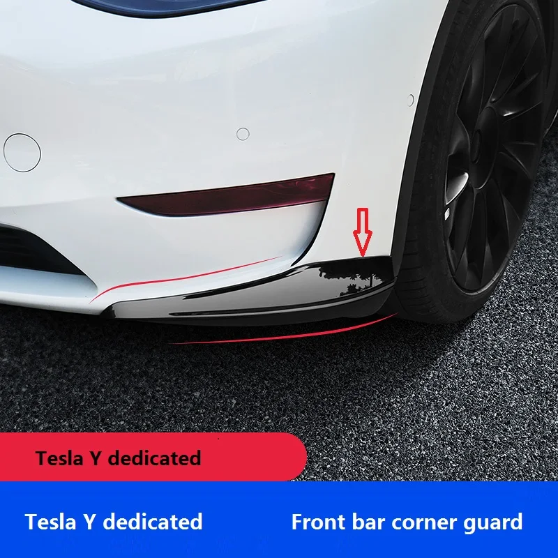 

Front Bumper Protector for Tesla Model Y 2021-2024 2PCS Front Bumper Anti-Collision Strip TPE Protection Cover Car Accessories