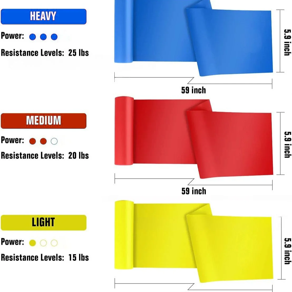 

3 pieces 3-Level Yoga Resistance Bands for Back Toning Stretching Strength Training Elastic Fitness Bands Home Gym Equipment