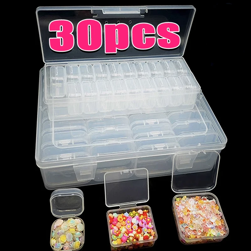 

30/24/12 шт. прозрачная многофункциональная пластиковая коробка для хранения подходит для бусин, ювелирных изделий, настольных игр, предметов