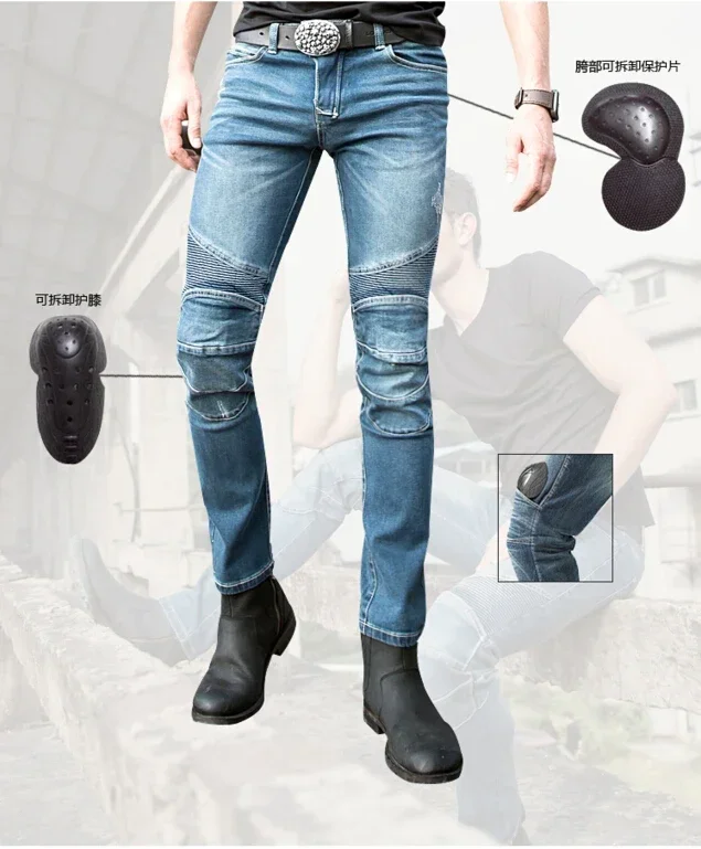 The standard version car ride jeans trousers Motorcycle jeans Drop the jeans Blue and gray