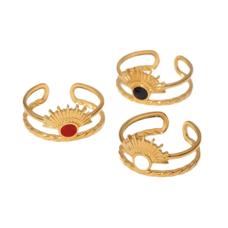 Egyptian Style Drip Oil Ring Vintage Neutral Jewelry Stainless Steel Adjustable Opening Rings Prom Accessories Gift Кольц