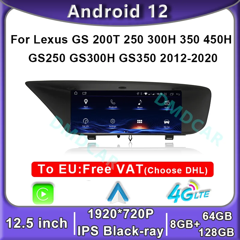 

Android 12 8+128G Car Radio GPS Navigation Multimedia Player CarPlay Autoradio For Lexus GS 200T 250 GS250 GS300 GS350 2012-2020