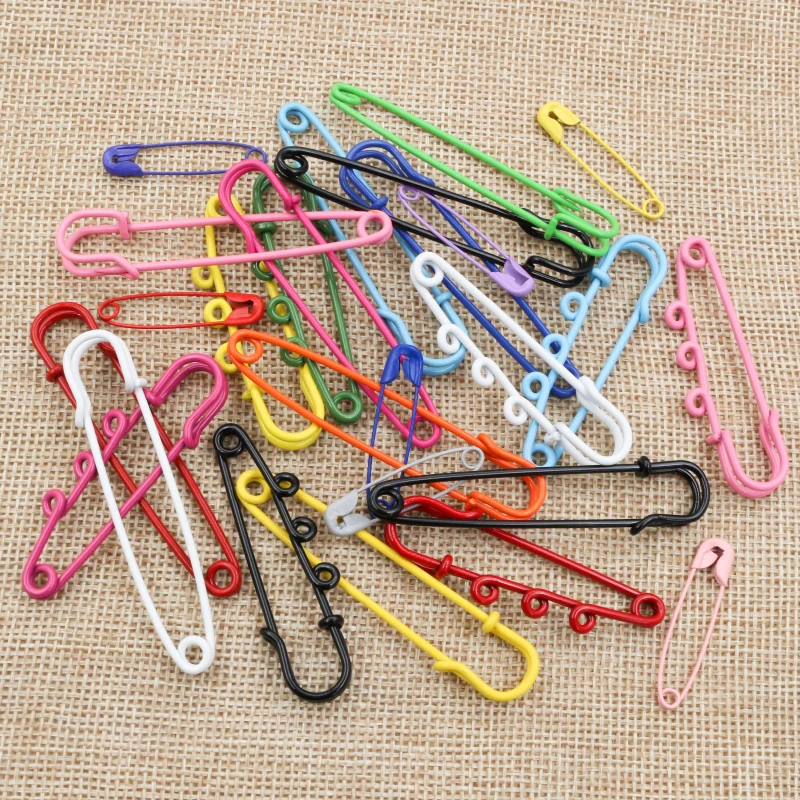 10-50pcs Fashion Safety Pins Brooch Blank Base Brooch Pins Random Colors Mixed for DIY Jewelry Making Supplies Accessorie