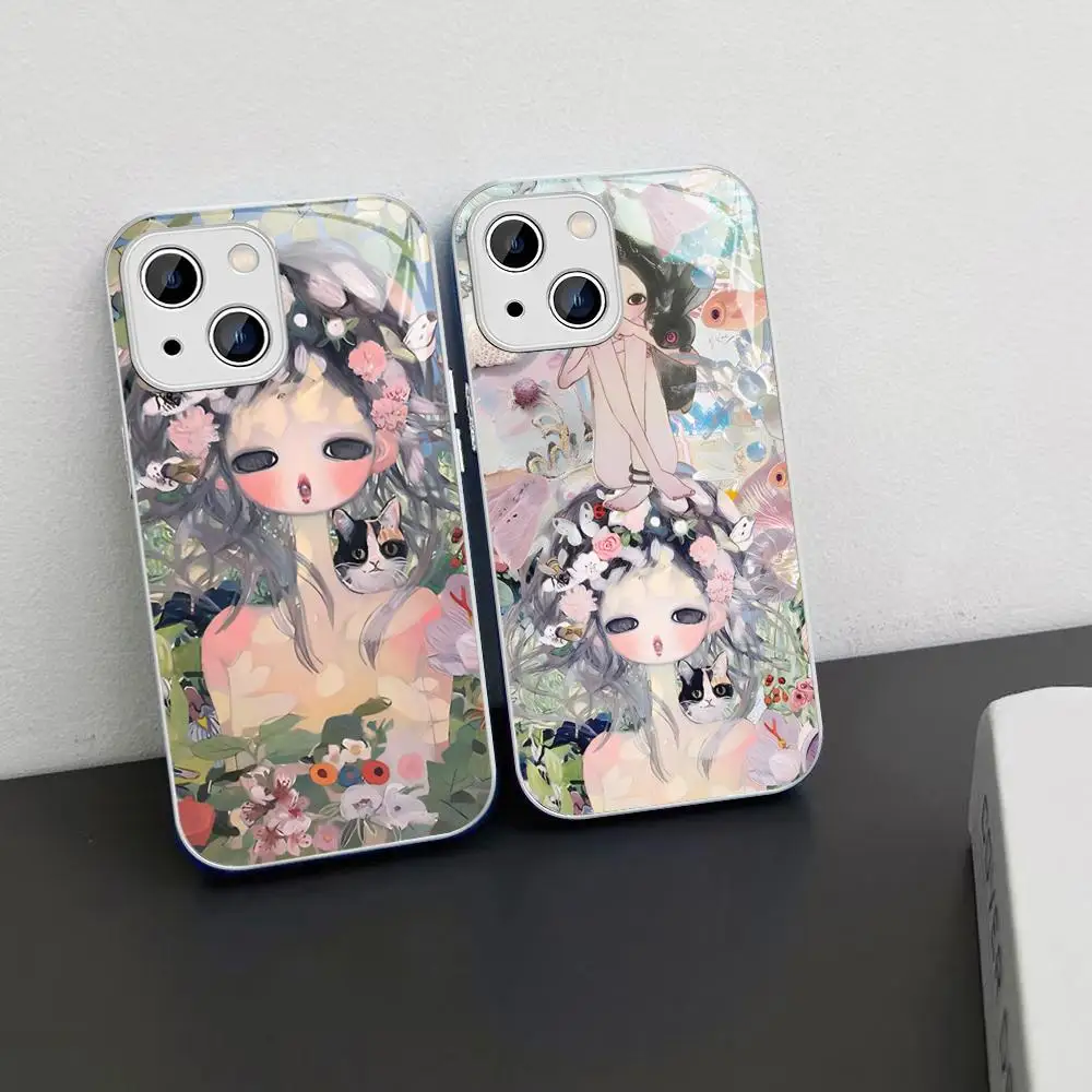 Aya Takano Phone Case For iPhone 14 13 12 Mini 11 Pro XS Max X XR 14 Plus Tempered Glass Cover