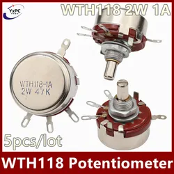 5pcs/lot WTH118 2W 1A 100K 470K 500K 560K 4.7K 5.6K 10K 22K 47K 1M 470R 1K 2.2K 3.3K ohm WTH118-2W Potentiometer