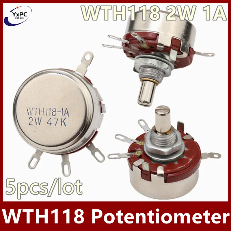 5pcs/lot WTH118 2W 1A 100K 470K 500K 560K 4.7K 5.6K 10K 22K 47K 1M 470R 1K 2.2K 3.3K  ohm WTH118-2W Potentiometer