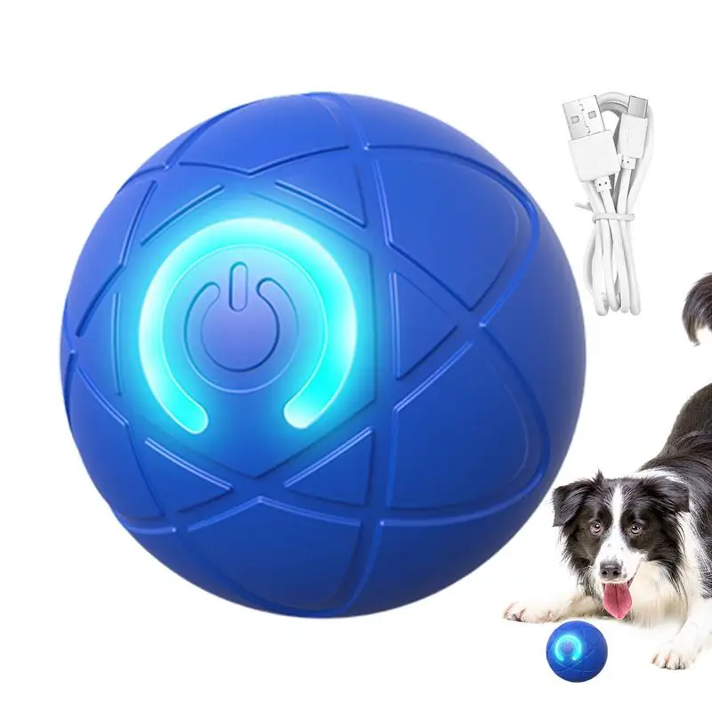 Rolling Ball Dog Toy USB Interactive Dog Ball Toy Rechargeable Dog Interactive Toys Dog Ball With LED Light Automatic Moving Dog