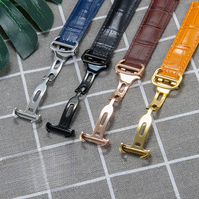 Adaptation CartierTank men women leather Tank Must LondonSoloCrocodile Pattern Single Tail Watch Strap16 17 18 20 22 23 25mm