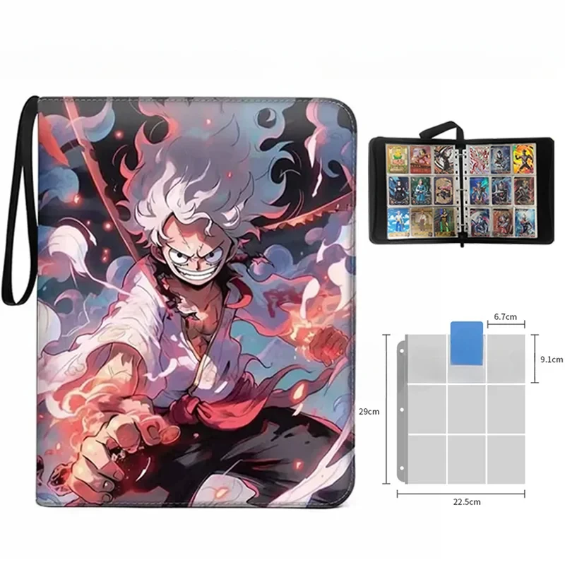 New 540 PCS Anime One Piece Luffy Zoro Cards Book Zipper PU Leather Cards Binder Display Game Collection Cards Toys Gifts