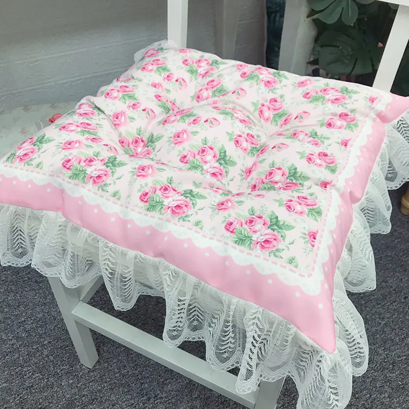 Rose Printed Chair Cover Cushion European Home Decor Lace Cushions Office Chair Pillows Square Chair Cushion Cloth 45cmx45cm