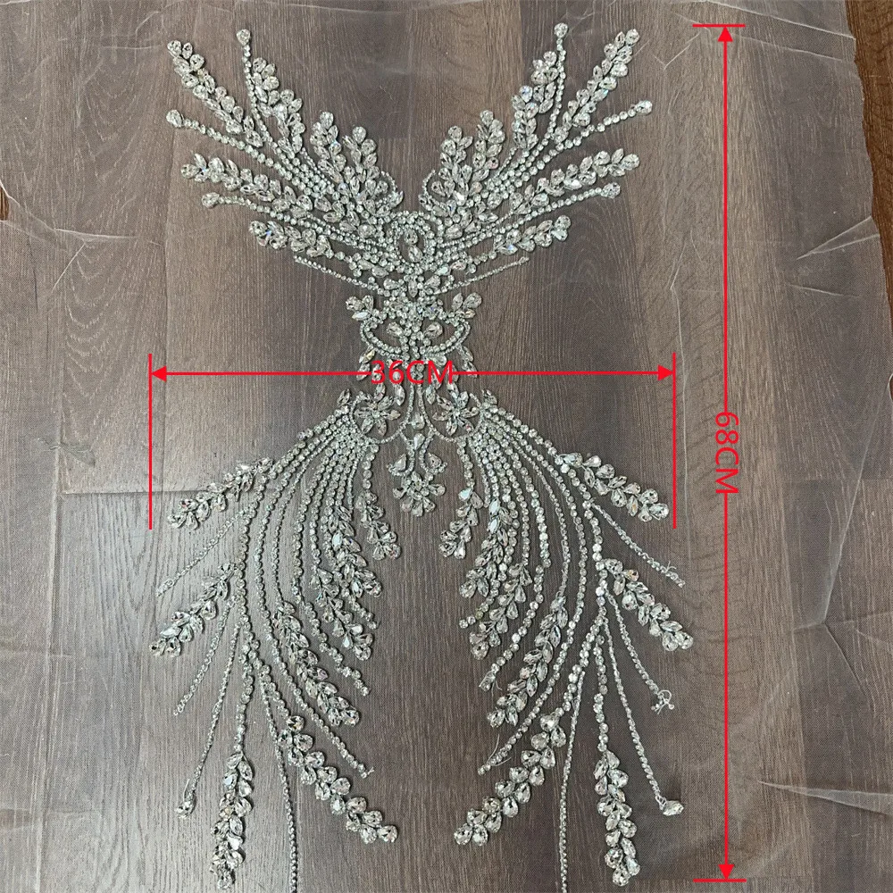 Handmade rhinestones  bodice applique sewing beads stones patches  for dress