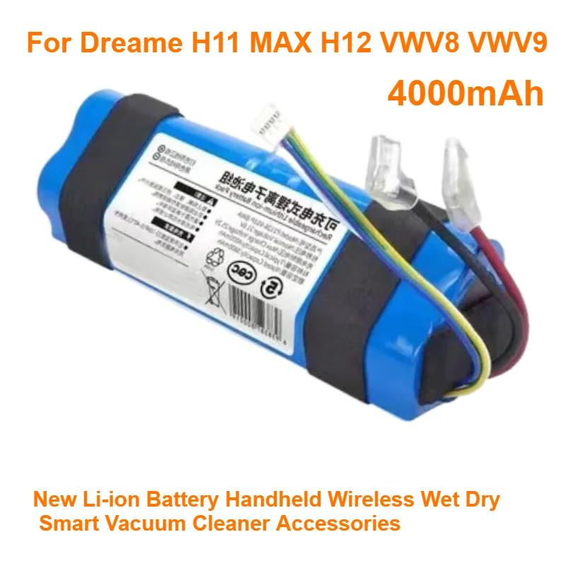 

4000mAh Battery for Dreame H11 MAX H12 VWV8 VWV9 New Li-ion Battery Handheld Wireless Wet Dry Smart Vacuum Cleaner Accessories