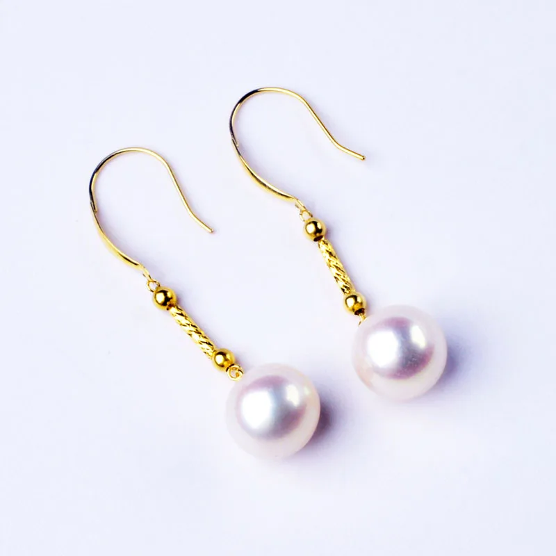 

XF800 Real 18K Gold Jewelry Drop Earrings Natural Freshwater Pearl Pure AU750 Exclusive Gifts for Women E578