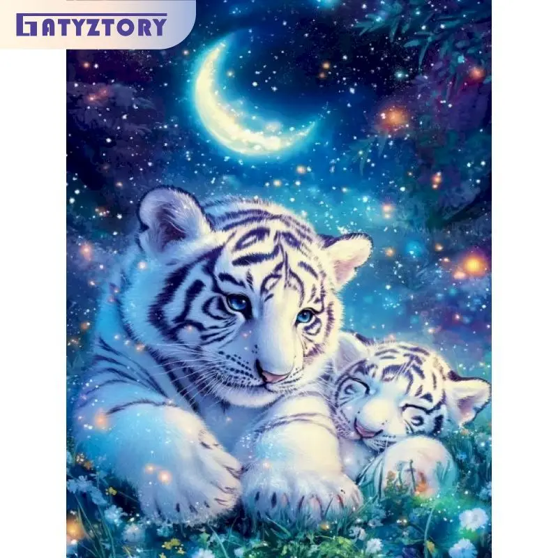 

GATYZTORY 5d Diamond Painting Kits For Adults Handiwork Art Diamond Art Kits Tiger Full Round/Square Craft Supplies Art Supplies
