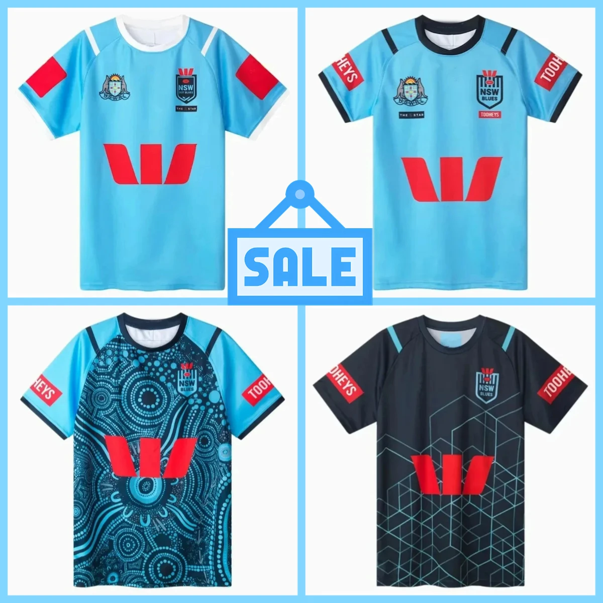 

Adults Children's Sports Tops 2024 New South Wales Blues State of Origin Aboriginal Rugby Jersey