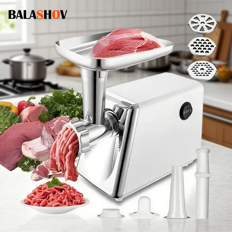 

Electric Meat Grinder Sausage Maker with 3 Grinding Plates Food Pusher Meat Mincer Juicer Food Grinder for Home Kitchen