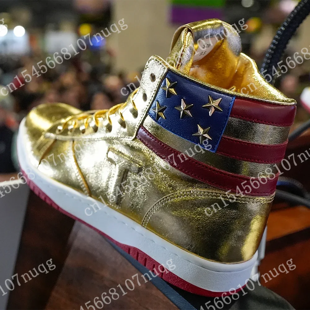 Hot Fashion Trump Shoes Never Surrender 2024 MAGA High Low Top Gold Sneaker Gym Shoes Męskie buty damskie Buty szosowe Duży rozmiar 47