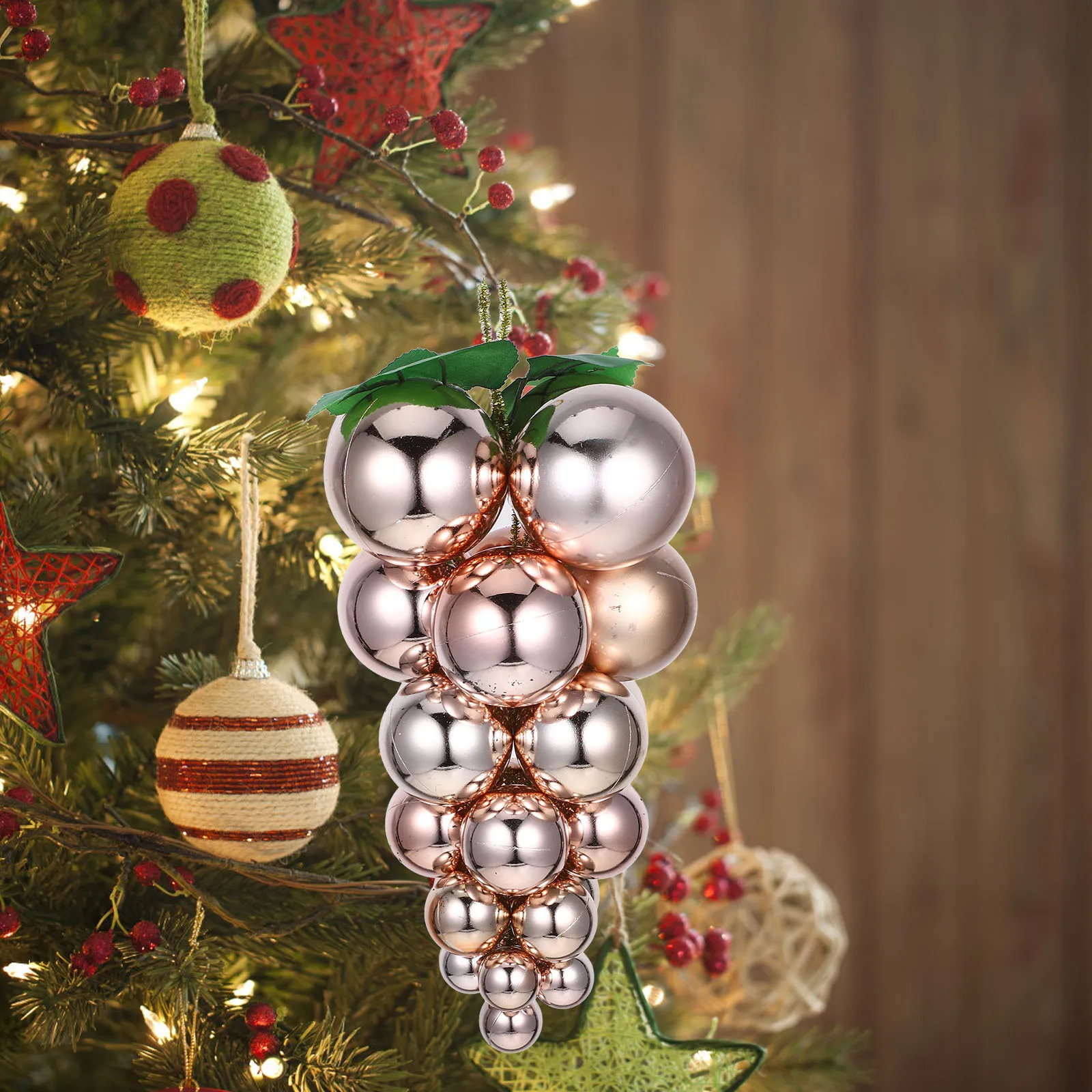 

Christmas Tree Hanging Ornament Artificial Grape String Ball Plastic Shatterproof Xmas Tree Holiday Decoration Hanging Ornament