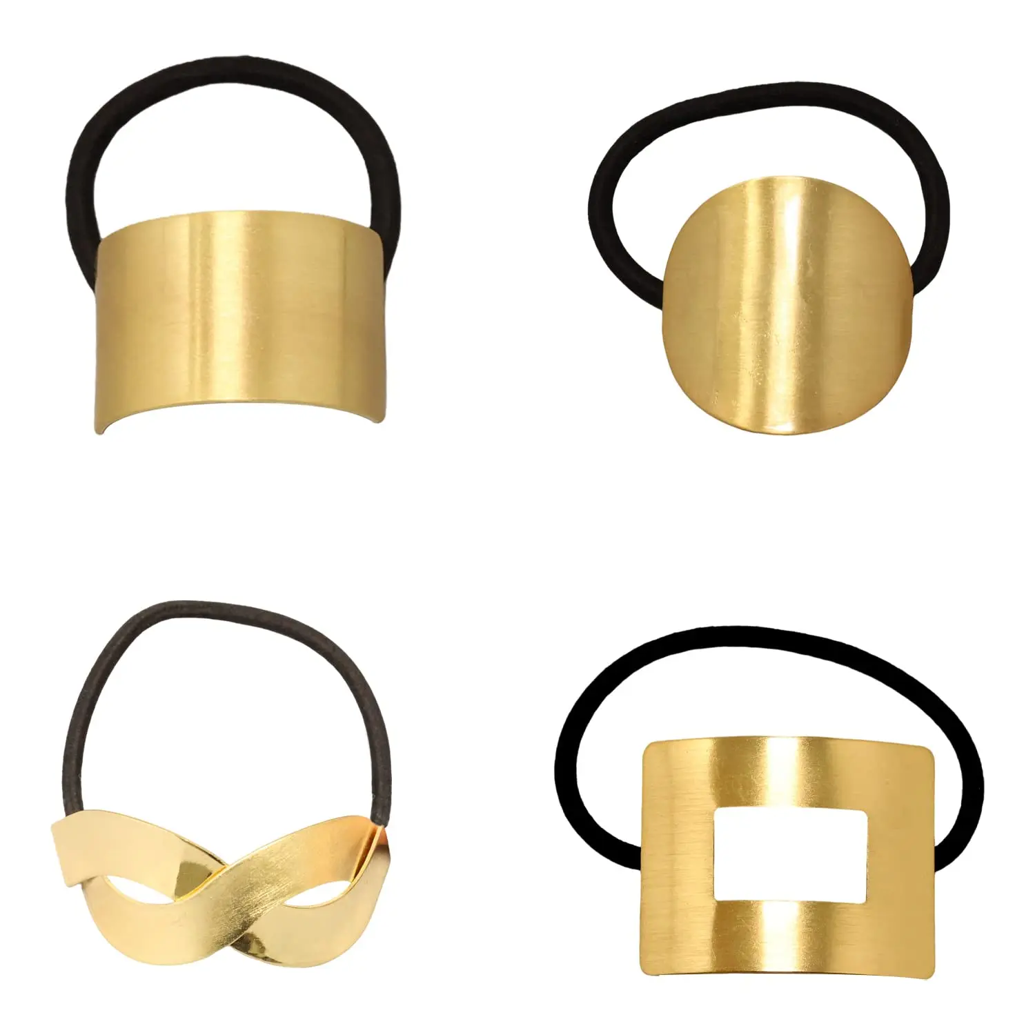 

4PCS Fashion Cool Metal Geometric Hair Cuffs, Decorative Wraps, Stretch Ponytail Holders, Hair Accessories for Women