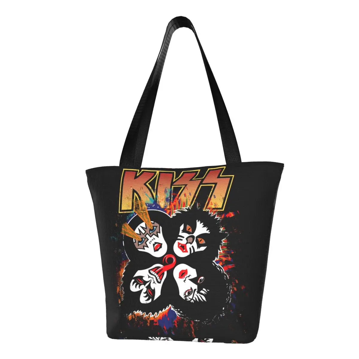 Rock Catman Demon Kiss Band Rock And Roll Shopping Bags Harajuku Merch For Woman Stylish Tote Bags