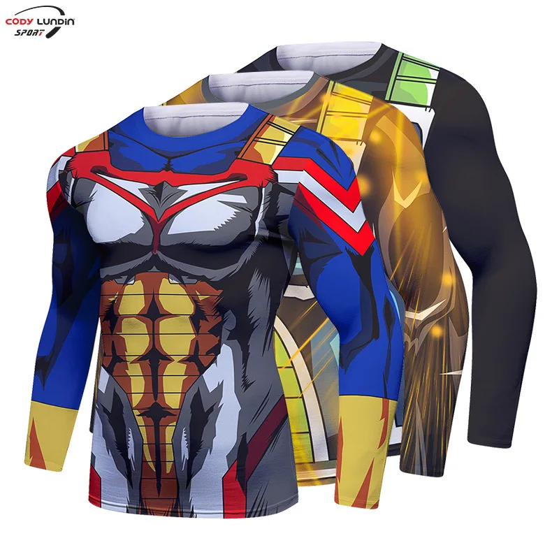 Gym Compression Shirt Men Anime GOKU Cosplay Costume T-Shirt Quick Dry  Long Sleeve Fitness Bodybuilding Workout Sport Shirts