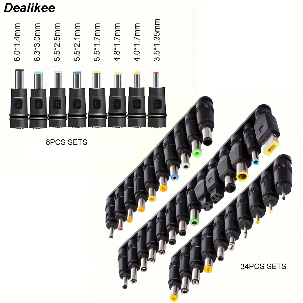 

8/34 universal laptop DC power adapter plug, suitable for Lenovo, Toshiba, Dell, HP, and most 5.5 x 2.1mm laptops
