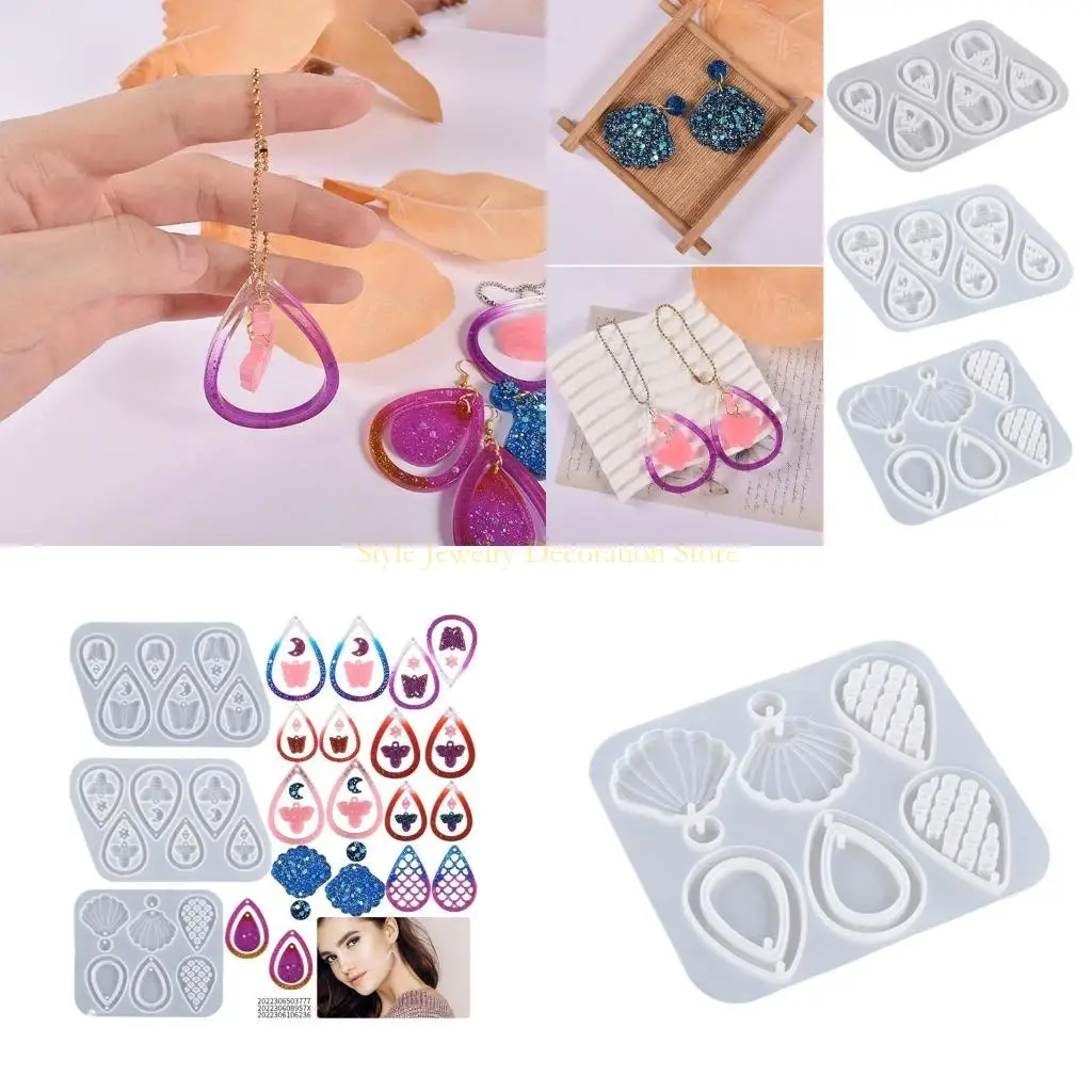 

D46E Batterfly Shell Shell Serging Silicone Silicone Floms Water Drop Charm Epoxy Resin