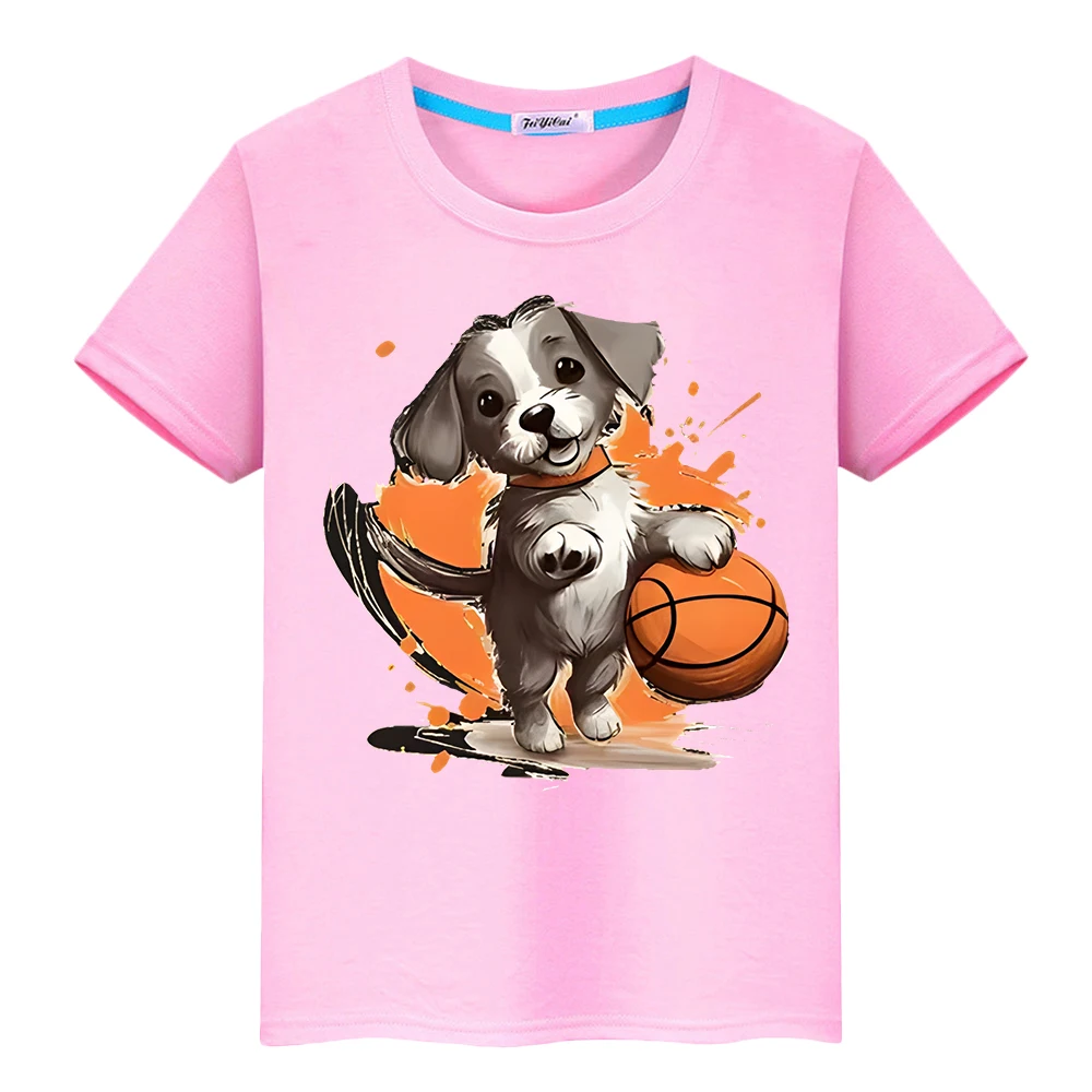 

Basketball Print 100%Cotton Summer T-shirt boy Short anime Tees pride tshirt y2k one piece Kawaii Tops kids clothes girls gift