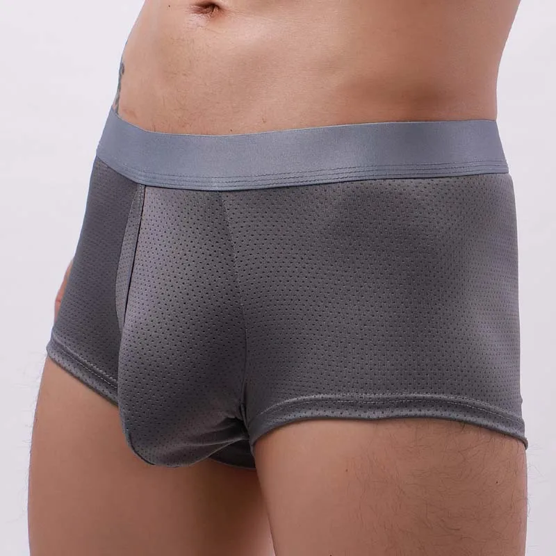 Hot Penis Hole Men Boxers Underwear Sexy Mesh Penis Pouch Male Panties Men U Convex Trunks Boxershorts Gay Lingerie Underpants