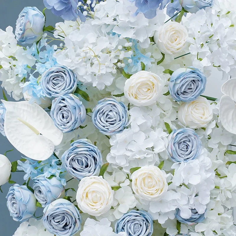 Haze Blue Artificial Flowers For Wedding Decoration Floral Arch KT Board Decor Backdrop Arrangement Floor Flower Row Event Props