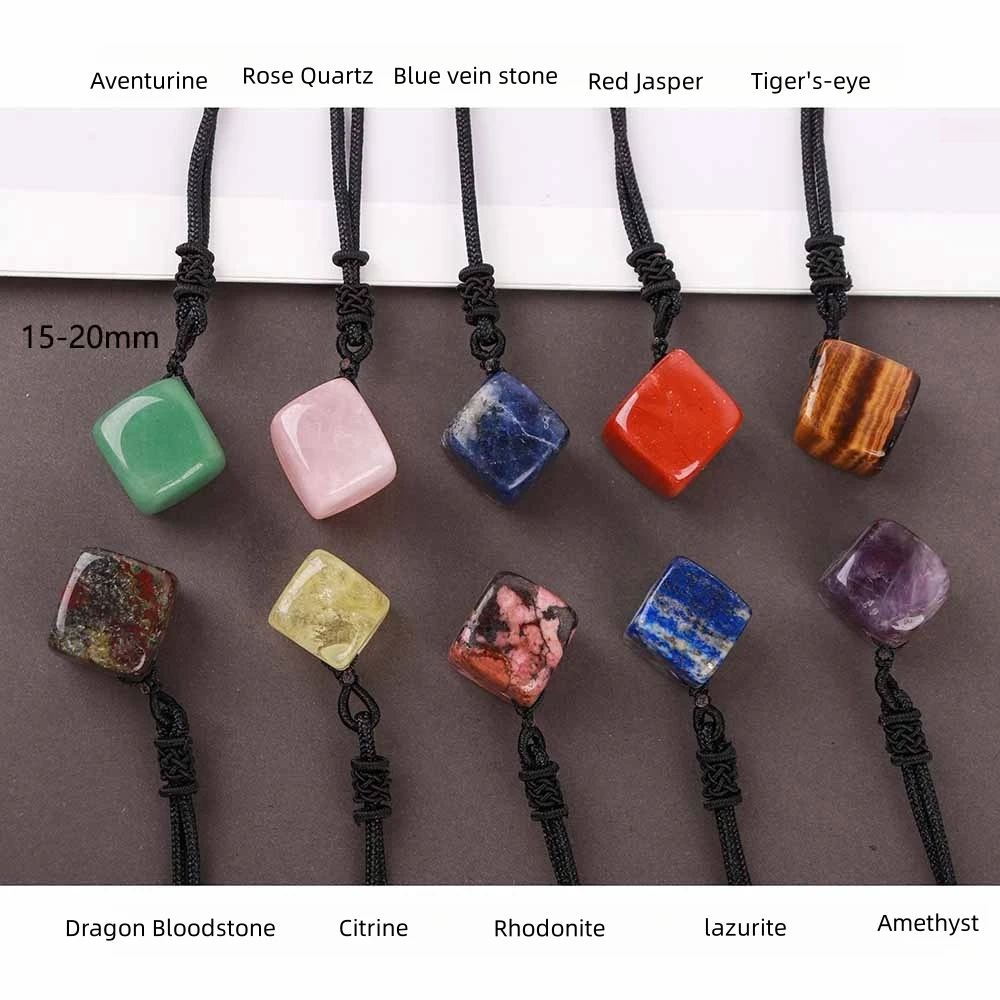 Natural Irregular Stone Crystal Pendant, Cubic Square, Square, Semi-precious Stone Cube