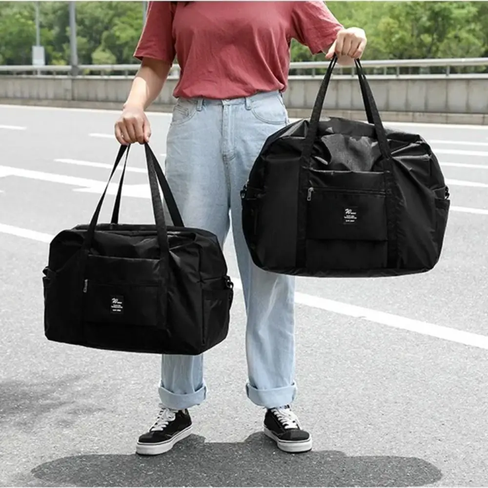 Large-Capacity Oxford Tote Handbag Lightweight Foldable Hand Luggage Bag Portable Fitness Bag Travel Clothes Organizer Bag