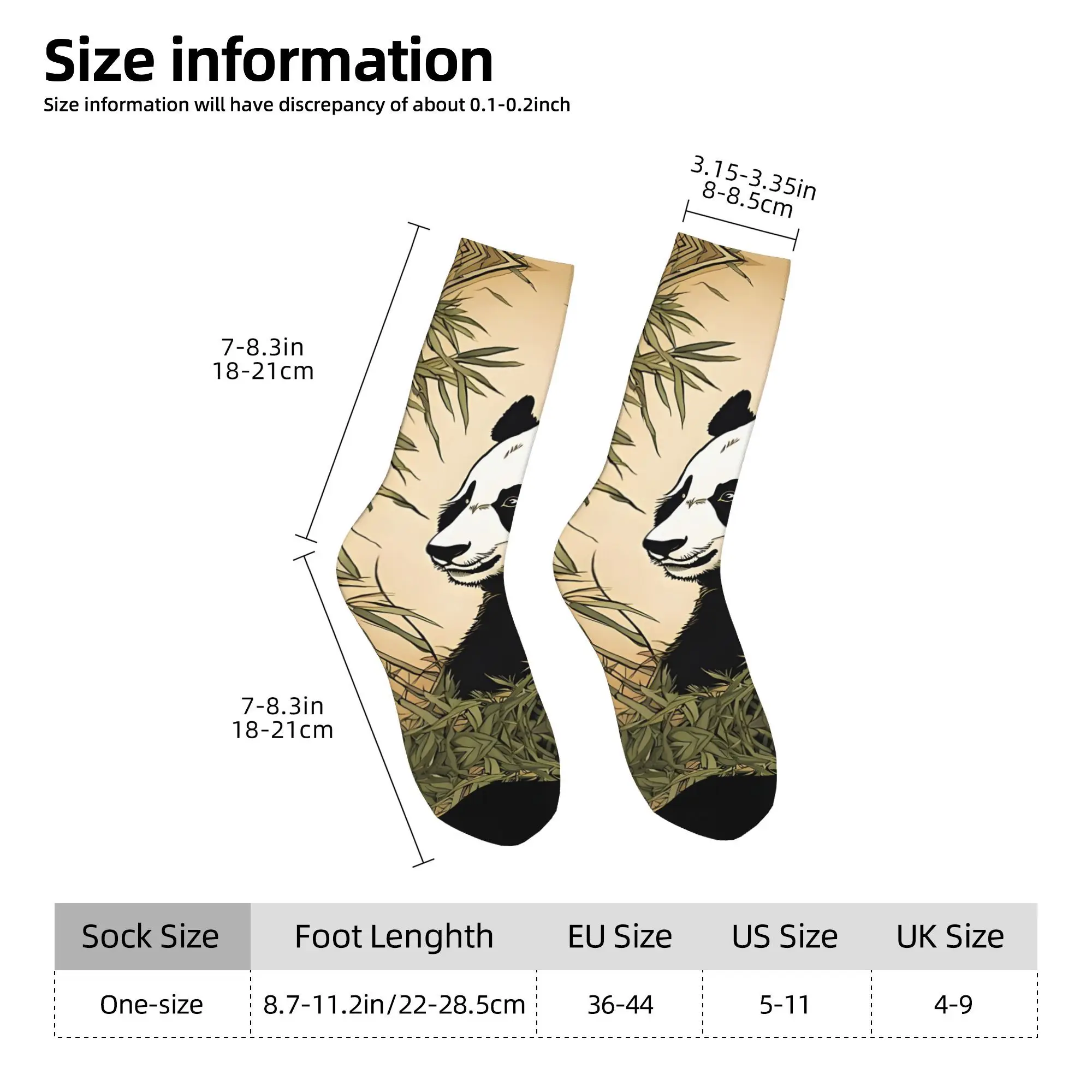 1pc Chinese Panda Among Bamboo Branches Printed Men's Socks  Novelty Hip Hop Harajuku Pattern Crew Sock Casual Gift