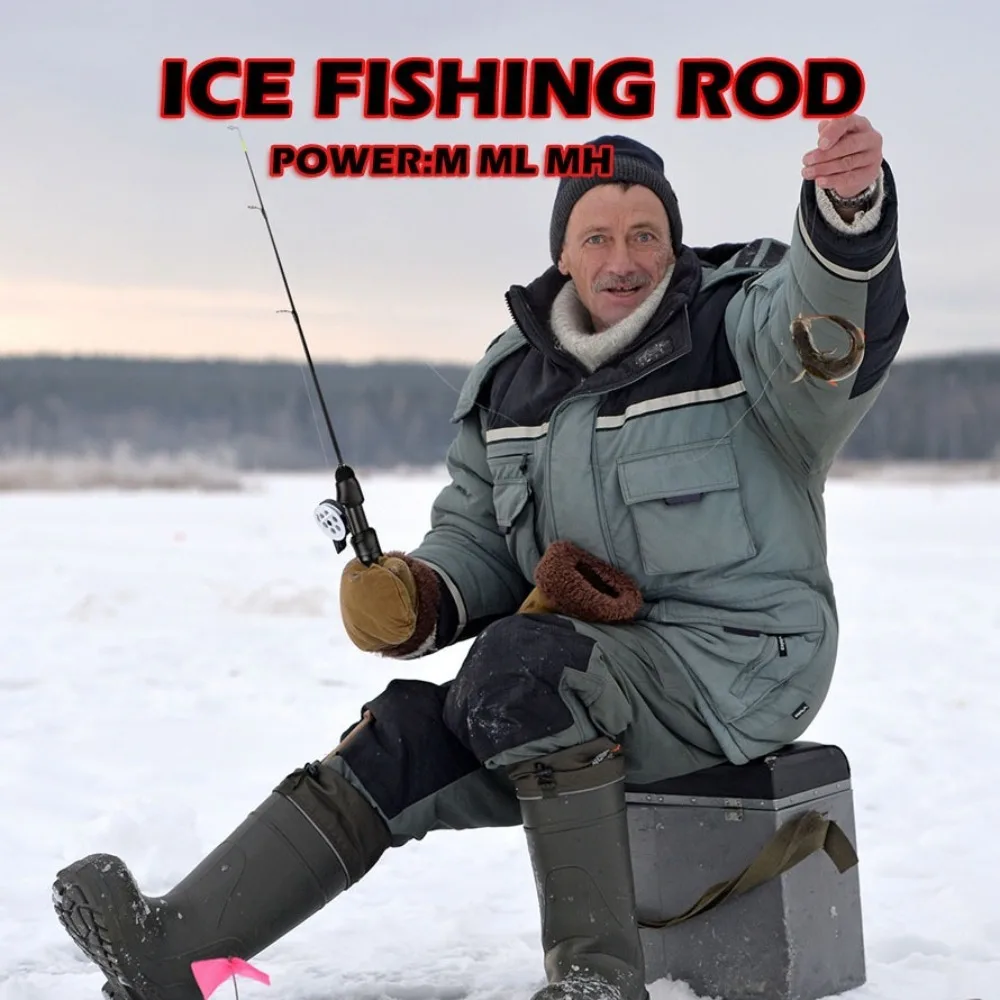 High Quality Retractable Ice Fishing Rods Spinning Carbon Ice Fishing Pen Pole Portable Winter Ice Fishing Rod Set Winter