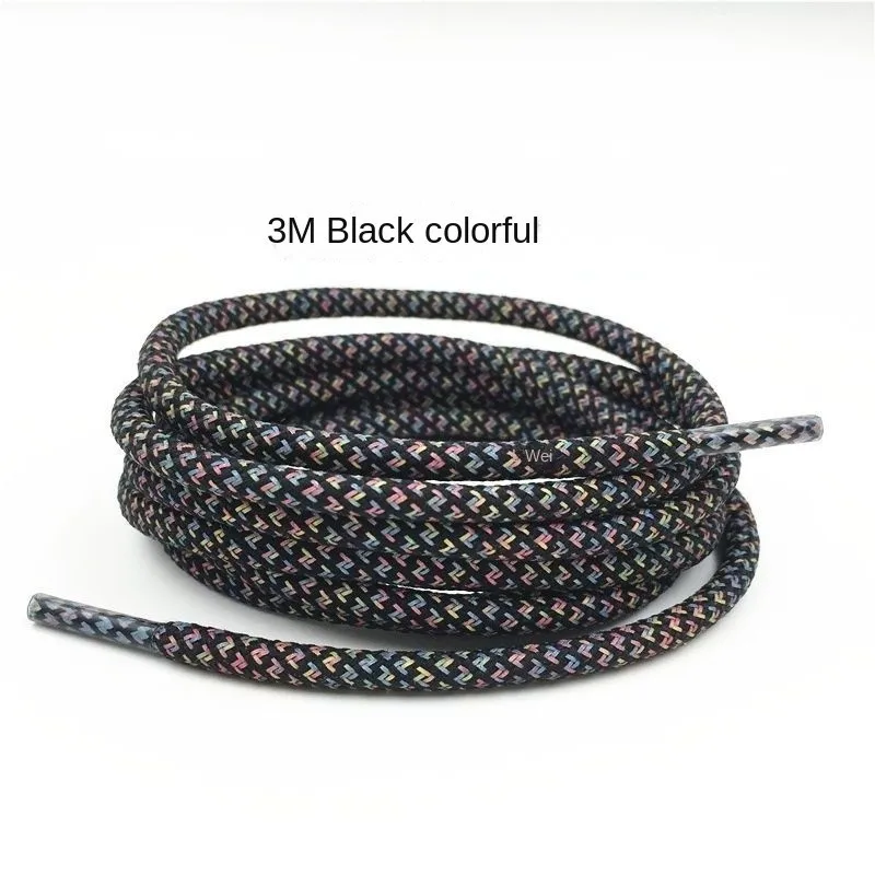 Black3MColorful Reflective round Shoelaces Sneaker Casual Shoes Fit100 120 140 160 180CM