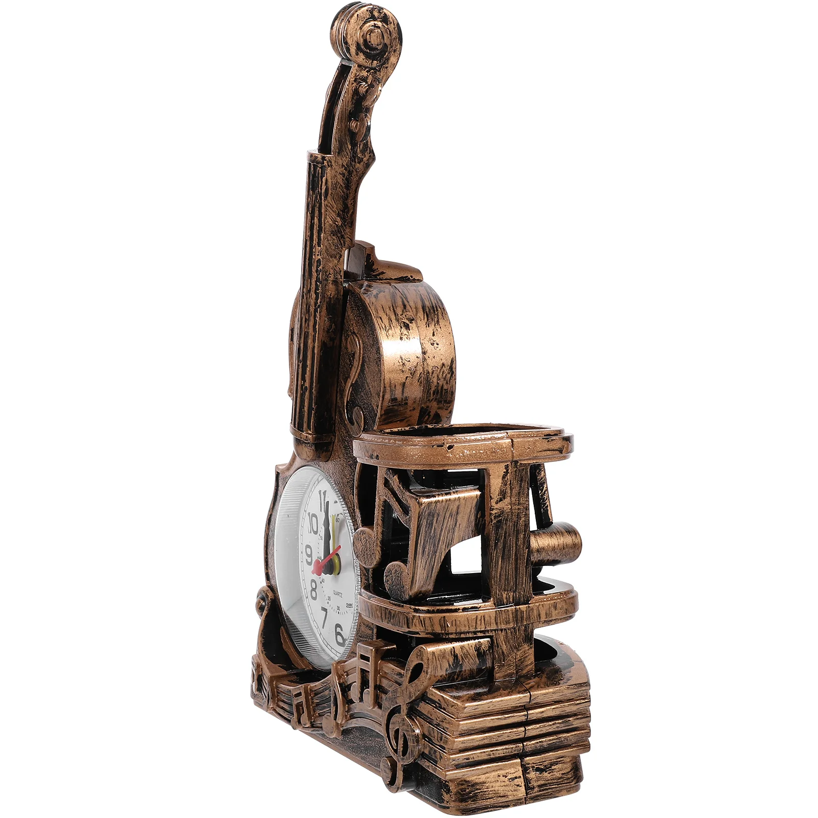 

Violin Clock Tabletop Pen Holder Decorative Desktop Ornament Study Room Office Gift Kids Alarm Clock Violin Finger Tape